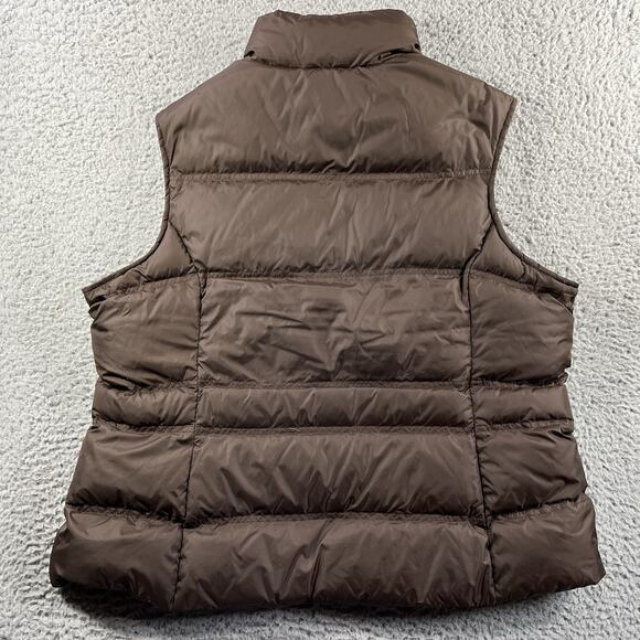 LANDS END PUFFER VEST WOMENS XL BROWN GOOSE DOWN FULL ZIP OUTDOOR HIKING CAMPING - Picture 6 of 7
